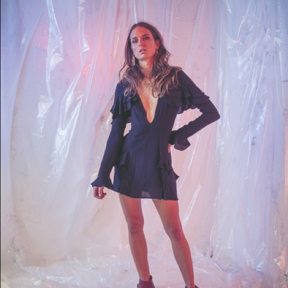 For Love & Lemons Claire Deep-V Mini Dress - Picture 2 of 8